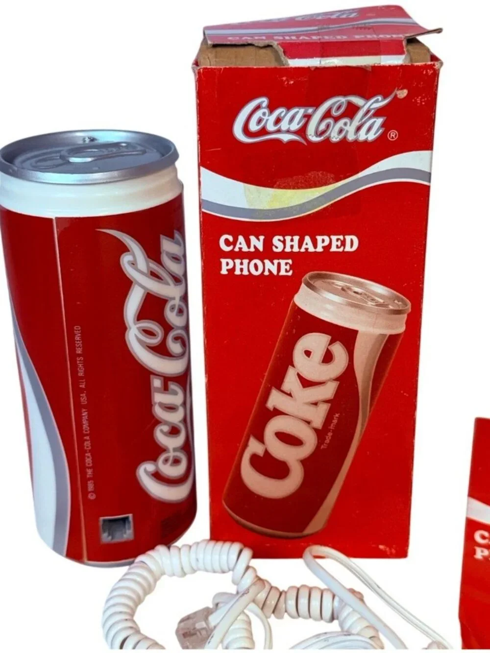 Vintage 1985 Coca Cola Can Telephone in Box